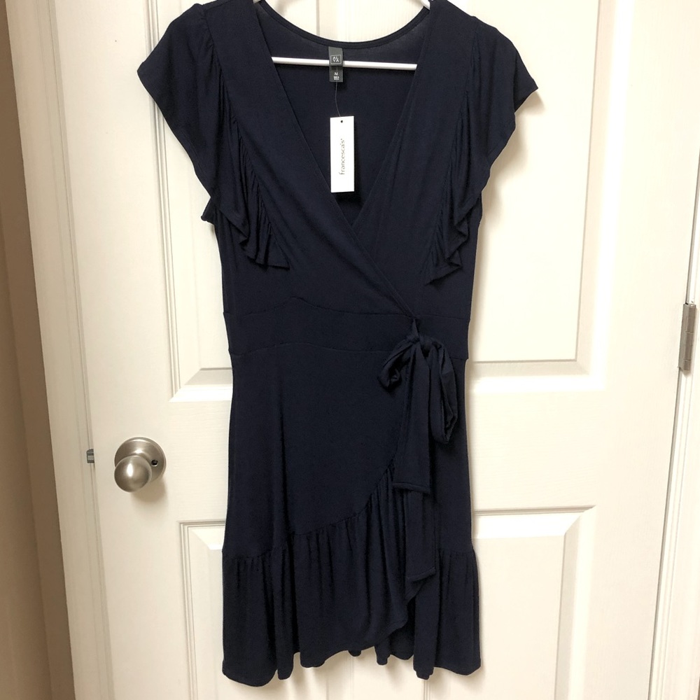 NWT Francesca’s Navy Wrap Dress Medium